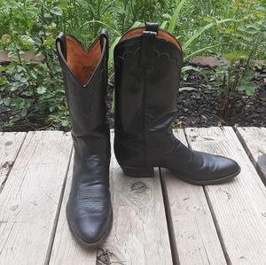 Vintage Tony Lama black leather cowboy boots